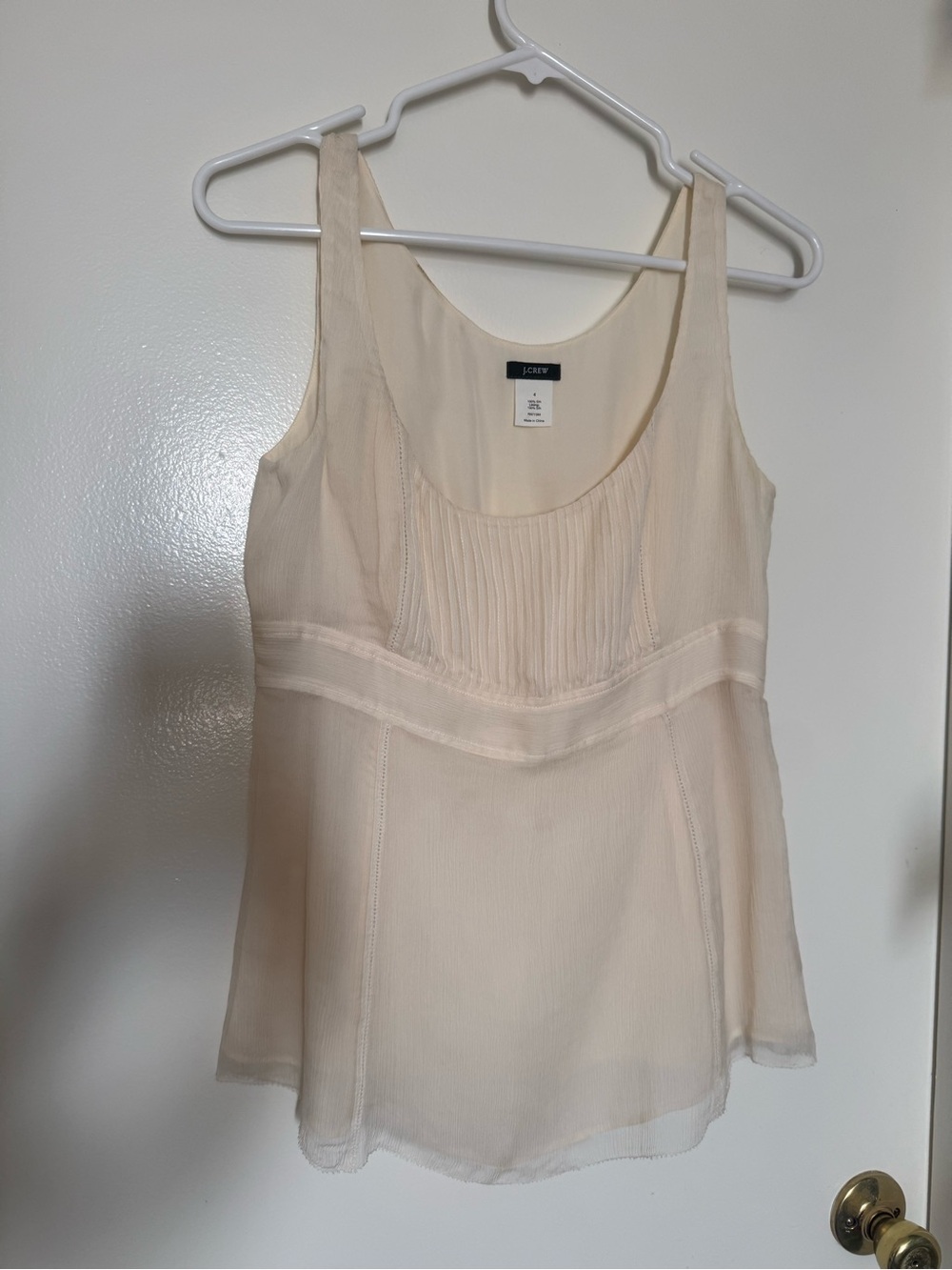 J.Crew 100% Silk Lined Camisole Top Size 4 Ivory Cream Fall 2006